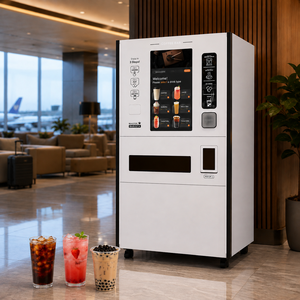 Machine à café en libre-service, boissons gazeuses, fonction thé glacé, acier inoxydable, verre trempé, surveillance à distance, écran tactile 32 pouces - Product Image 1