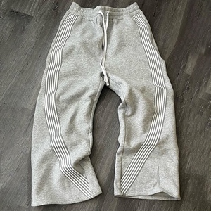 Özel ter pantolon uzun halat ağır kalın pamuk kargo alevlendi düz Fit şerit Baggy bacak Sweatpants erkekler - Product Image 3