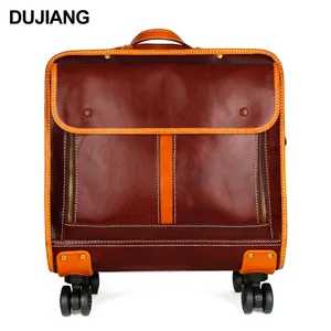 Guangzhou Travelling Bags Trolley Luggage Custom Suitcase Genuine Leather Luggage Bags Cases Travel 4 Wheels Trolly Bag