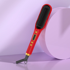 Peine alisador de pelo eléctrico de iones negativos para mujer, plancha de cerámica de doble uso, recta, para el hogar - Product Image 4