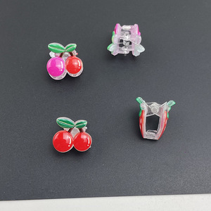 Cute Cherry Strawberry Mini Hair <b>Clips</b> 5 Cm Plastic Resin Gripper For Child Daily Use - Product Image 2