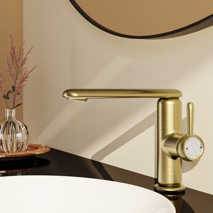 Lavabo mural moderne à trou unique en laiton brossé or-blanc avec noyau en céramique HI5023-1 HI5023-1 - Product Image 4