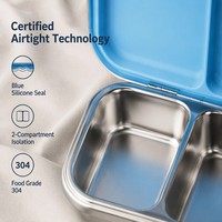 Kotak Makan Siang Risheng Stainless Steel Lucu, Aman untuk Microwave, Anti Bocor, Bebas BPA, 304, 2 Kompartemen, Food Grade, untuk Bayi, Anak, Sekolah, dan Kantor
