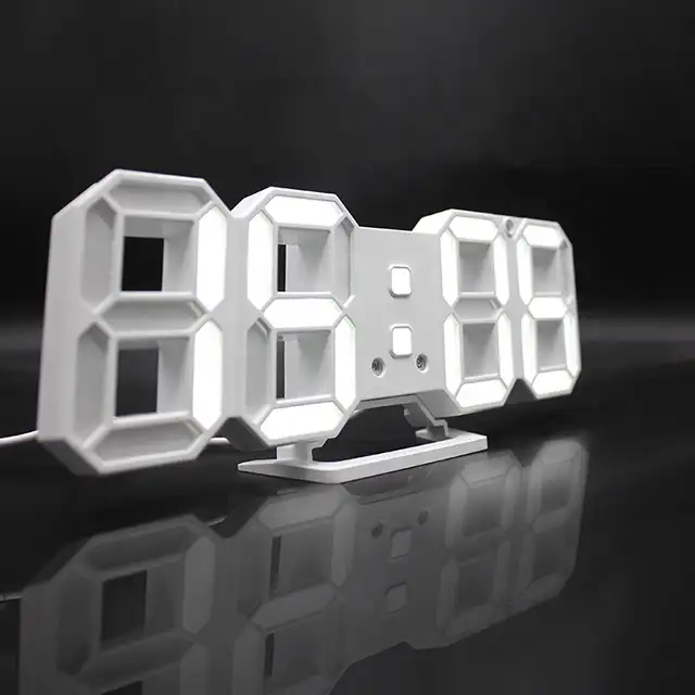 2021 עיצוב הבית מודרני לילה אור Diy דיגיטלי מעורר 3D LED שעון קיר לעיצוב בית