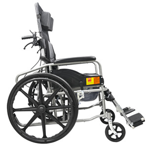 Manual Wheelchair Hydraulic Full Reclining Folding With Toilet Seat Portable Elderly <b>Mobility</b> <b>Chair</b> Stroller - Product Image 1