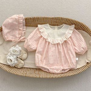 Adorabile tutina a quadri per <span class=keywords><strong>neonata</strong></span> con cappellino per neonati e per la festa dei cento giorni - Product Image 6