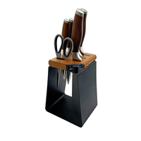 Ensemble de couteaux de cuisine de haute qualité en acier inoxydable, 7 pièces, écologiques, manche en bois, design ambidextre, couteau de chef pour la cuisine