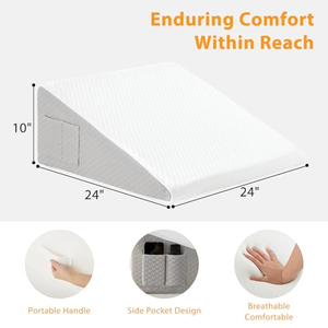 Coussin de lit triangulaire pour dormir, coussin incliné en mousse à mémoire de forme de 10 pouces, coussin triangulaire surélevé pour après une intervention chirurgicale - Product Image 3