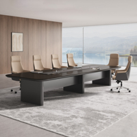Mesa de Conferencia Ergonómica Moderna con Esquinas Redondeadas, de Madera Sólida de Lujo, Ecológica, para 16 Personas, Muebles de Oficina Comerciales