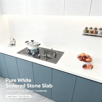 Plan de travail de cuisine et salle de bain en pierre frittée ultra-mince, blanc pur, haute dureté, 1600x3200mm, finition brillante