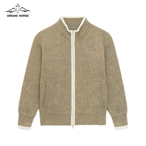Cardigan da <span class=keywords><strong>Uomo</strong></span> Lavorato a Maglia in <span class=keywords><strong>Misto</strong></span> <span class=keywords><strong>Lana</strong></span> Merino con Logo Personalizzato AiNear all'Ingrosso, Design OEM & ODM, <span class=keywords><strong>Manica</strong></span> <span class=keywords><strong>Lunga</strong></span>, Collo Alto a Coste e Zip - Product Image 1