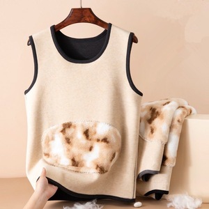 Women's Fleece Lined Warm Vest Thickened Winter Autumn Stomach Protection Base Layer One Piece Velour Top Gray Black Wine Red - Product Image 1
