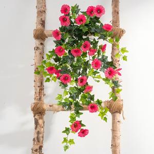 Guirlandes de fleurs artificielles réalistes, fausses fleurs de <span class=keywords><strong>trompette</strong></span> rouges suspendues, <span class=keywords><strong>fausse</strong></span> lierre pour la décoration murale de la maison et des mariages - Product Image 3