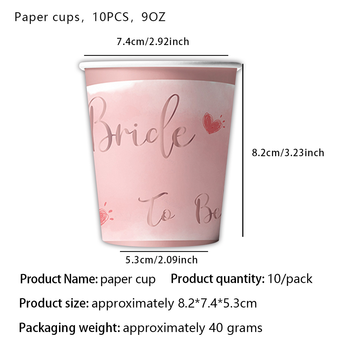 Gobelets en papier 10PCS-Mariée