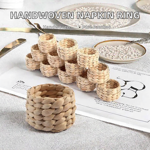 Woven <b>Bamboo</b> Modern Round Napkin Rings Eco-Friendly Party <b>Table</b> Decoration Handmade Natural Braided - Product Image 2