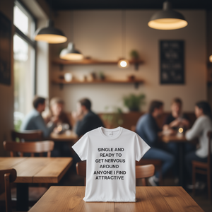 Camiseta divertida con meme 'Soltero y listo para ponerse nervioso al estar con cualquier persona que me atraiga', regalo divertido. - Product Image 2