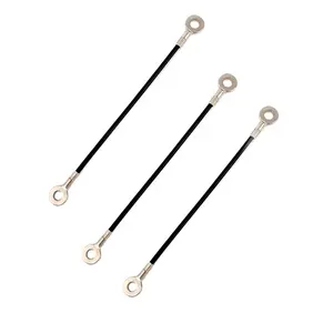 Cuerda de alambre de acero galvanizado, correa de seguridad con revestimiento de goma y acero trenzado y 2 agujeros para los ojos, color negro