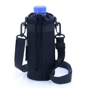 बाहरी यात्रा हाइकिंग पानी की बोतल पाउच आस्तीन बैग वाहक बैग धारक के साथ स्ट्रैप कैनवास पानी की बोतल धारक