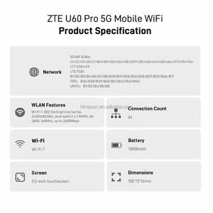 Router WiFi de Bolsillo 5G Global ZTE MU5250 con 9 Antenas, Agregación de Operadores, Bloqueo Manual de Banda, NFC y Conexión por Contacto - Product Image 4