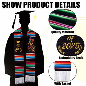 Estola de Graduación Mexicana Bordada en Algodón Unisex, Regalo de Graduación Clase 2026, Gran Venta - Product Image 3