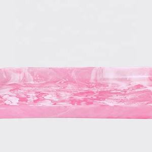 صينية تقديم راتنج قابلة للتحلل يدويًا بتأثير رخامي أكوا دوّام نمط آمن على الغذاء أدوات منزلية وردية اللون - Product Image 4