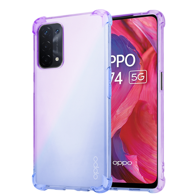 Gradient Silicon Gel Phone Case for OPPO A74 5G, Colour TPU Shockproof Phone Cover for A74 5G