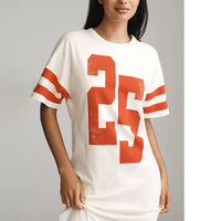 Robe t-shirt en coton décontracté pour femmes robe unie à manches courtes avec motif de caractère taille naturelle