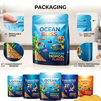 Sacs d'emballage refermables à haute barrière pour aliments pour poissons, Doypack, emballage personnalisé pour flocons de poisson, granulés et aliments lyophilisés