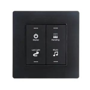 Black Aluminum panel Hotel Wall power switch doorplate Touch Switch 3 Button 6 Gang Luxury Hotel switch