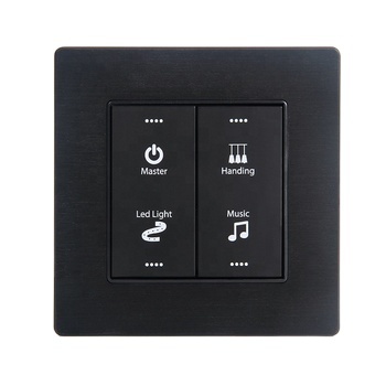 Black Aluminum Panel Hotel Wall Power Switch Doorplate Touch Switch 3 Button 6 Gang Luxury Hotel Switch