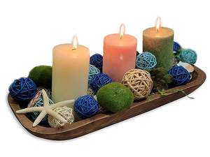 Suministro directo de fábrica Tazón de masa de madera Carbón envejecido Marrón Rectangular Hecho a mano Decoración para el hogar Tazón de vela - Product Image 3