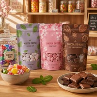 Pochette refermable personnalisée JIAHE en PET mat avec fermeture éclair, imprimée en héliogravure, pour emballage de chewing-gum, bonbons, chocolat, snacks et aliments