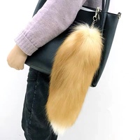 Vente en gros de queue de renard noire en cristal de 40 cm, grande, moelleuse, fausse fourrure, porte-clés