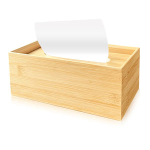 Youlike elegante 100% caja de soporte de pañuelos de bambú con fondo deslizante servilletas de madera decorativas organizador de almacenamiento para sala de estar - Product Image 1
