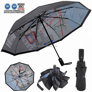 3 Fold Travel Umbrella Automatic Windproof Fiberglass Sun Rain Promotional Business Gift Paraguas Custom Logo Printing