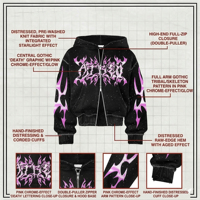 Sudadera con capucha extragrande para hombre, personalizada, con pedrería, de algodón de 420 g/m², estilo urbano oscuro, con gráfico DTG, efecto desgastado y doble cremallera