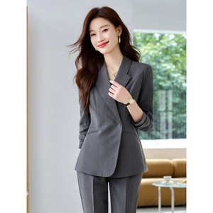 Women's Suit Set Three Quarter Sleeve Worsted Anti-Wrinkle Office Lady Business Formal Wear - Product Image 2