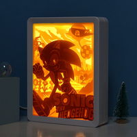 Cadre photo personnalisé, boîte à ombre Sonic, lampe de nuit LED, boîte à lumière 3D Anime, lampe de table de bureau, lampe de décoration pour chambre d'enfant, cadeau d'anniversaire