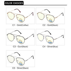 Nouvelles lunettes anti-lumière bleue en métal à monture complète, monture géométrique unisexe 50019 pour adultes, toutes formes de visage - Product Image 5