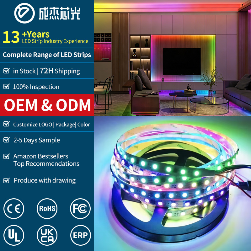 12V WS2811 RGB LED Strip Light with Remote Control 5050 Full Color Programmable Flowing & Running Horse Effect