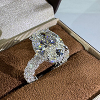 Bague de fiançailles personnalisée en or 10K 14K 18K ou platine PT950 avec diamant de laboratoire ovale 6 7 8 CT, pureté VVS2, double halo et pavé sur double sangle fendue