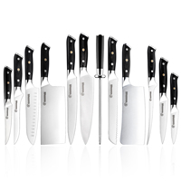 Ensembles de couteaux de chef de cuisine professionnels allemand 1.4116 ensemble de couteaux de cuisine de chef en acier inoxydable à haute teneur en carbone avec manche en Pakkawood