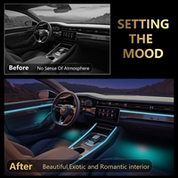 ICarsin - Lumière ambiante intérieure de voiture universelle 12V 6W LED avec 64 couleurs dynamiques, contrôle par application, kit de lumière ambiante universelle
