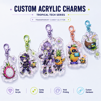 Breloque personnalisée en acrylique CNAWO avec effet pailleté scintillant, design personnalisé double face pour promotions de marque