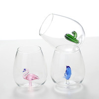 Tasse à eau en verre 3D élégante en forme d'animal, gobelet à jus ovale de qualité supérieure, verre transparent monocouche sans BPA