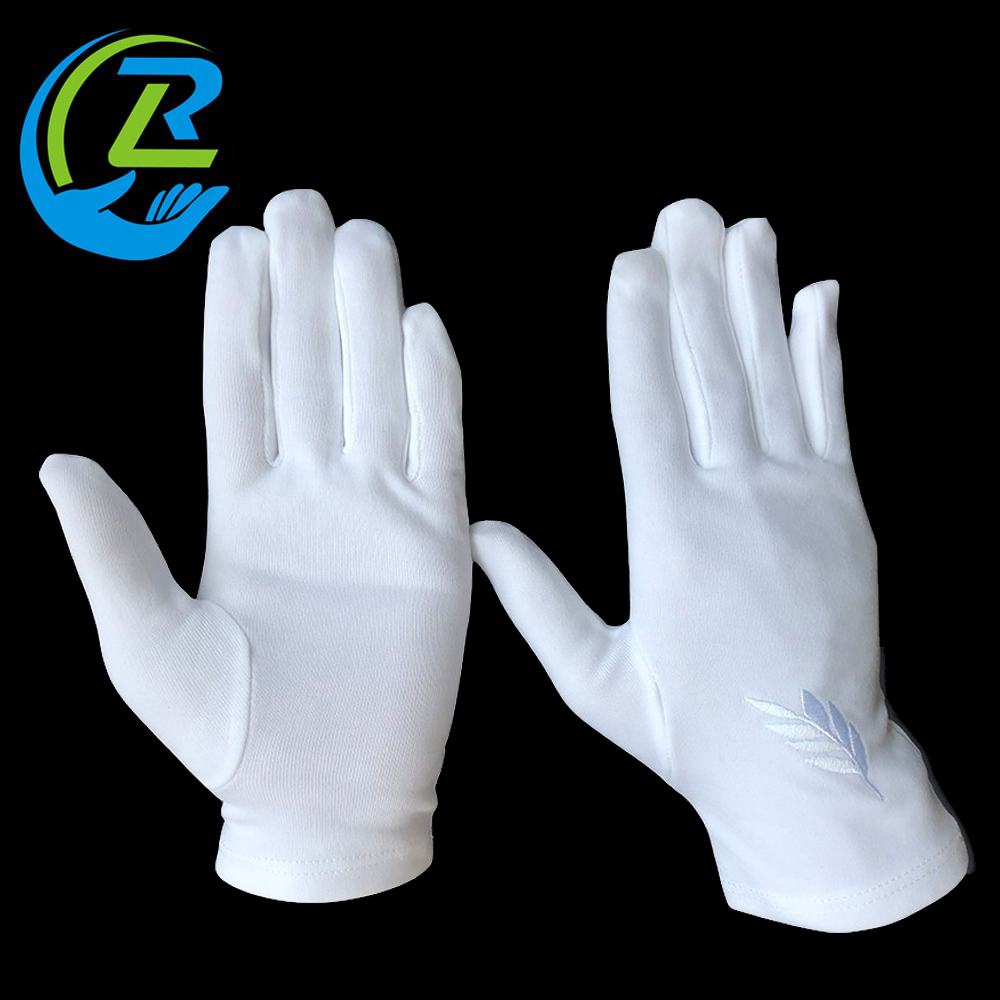 Новый дизайн, вышитая печать от производителя, церемониальная церковная Храмовая перчатка с большими листьями оливковой ветви, 100 хлопок, нейлон, белая масонская перчатка Regalia