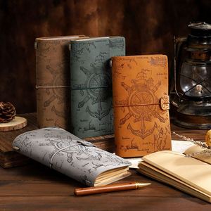 Hotsale Leather Cover A5 <b>A3</b> Notebook Retro Strap Creative Kraft <b>Paper</b> Thread Sewing Thermal Binding Printed Leather Style Gift - Product Image 1