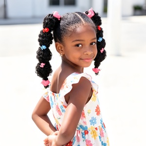 Nouvelle <span class=keywords><strong>queue</strong></span> <span class=keywords><strong>de</strong></span> <span class=keywords><strong>cheval</strong></span> bouclée et moelleuse pour enfants, en cheveux synthétiques naturels, avec pinces à fleurs colorées tendance pour <span class=keywords><strong>coiffure</strong></span> <span class=keywords><strong>de</strong></span> petites filles - Product Image 2