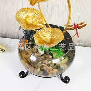 Pecera Redonda de Vidrio con Circulación Automática de Agua, Adorno con Diseño de Loto, Decoración para el Hogar, Regalo - Product Image 4