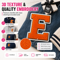Patch brodé personnalisé en chenille avec lettre A-Z (tissu feutre) – Patch lettres colorées pour uniforme de baseball